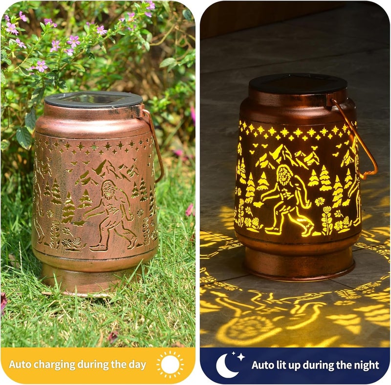 KIKUSUI Solar Bigfoot Lanterns Outdoor Waterproof Hanging, Sasquatch Gifts for Mom Women Dad Men, Metal Decorative LED Lanterns for Yard, Patio, Lawn, Tabletop, Pathway, Landscape, Garden Decor - Image 3